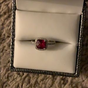 10 kw cu created ruby diamond ring